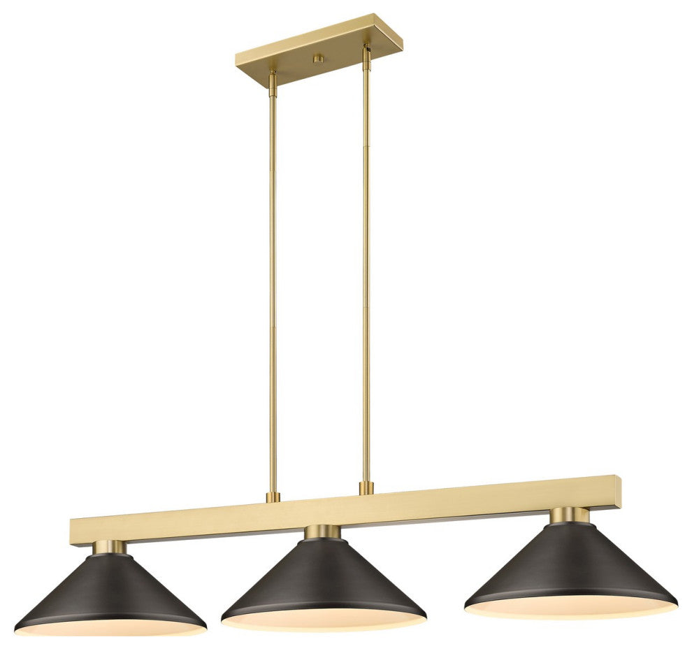Cobalt Three Light Billiard, Modern Gold