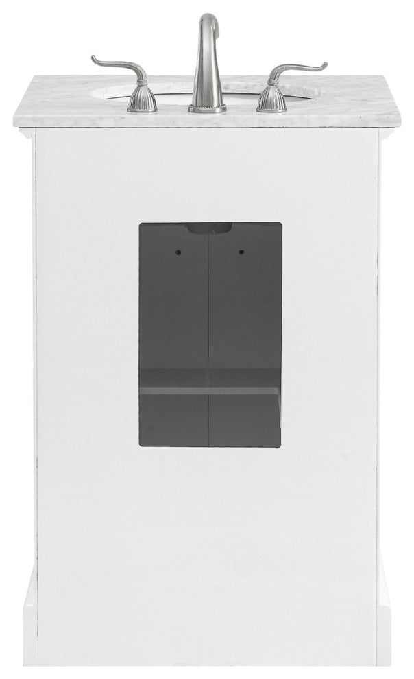 Amber Single Bathroom Vanity, Blue, White, 24"
