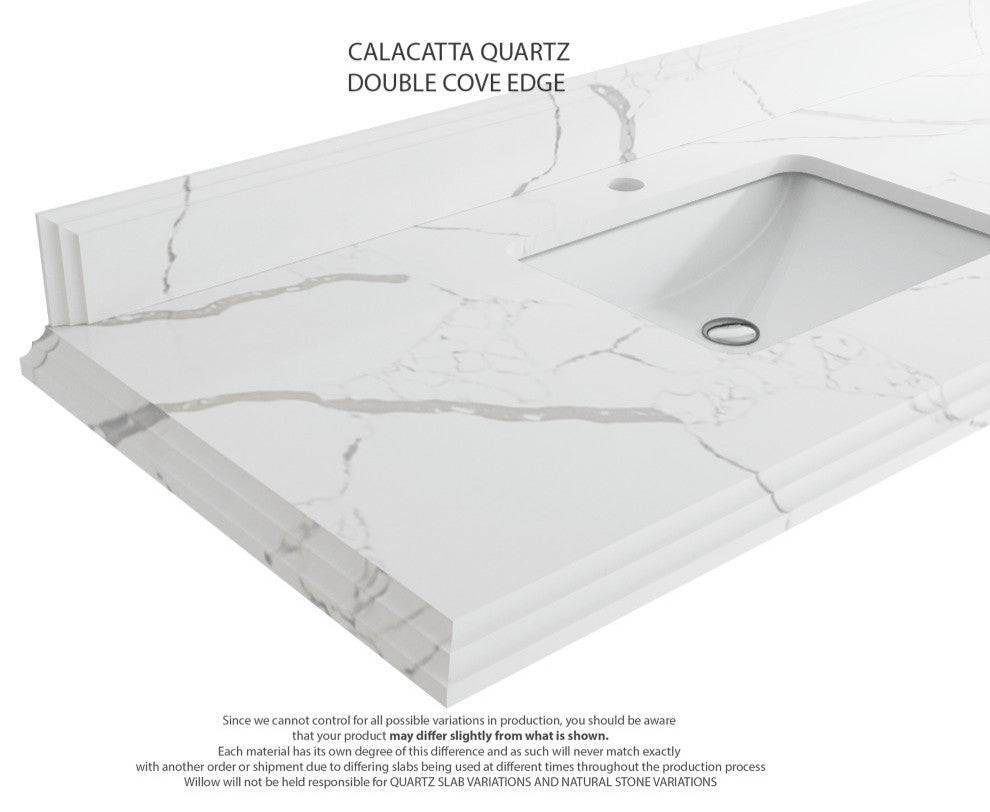 Cambridge 36 Left Offset Bath Vanity in White 1.5" Calacatta Laza