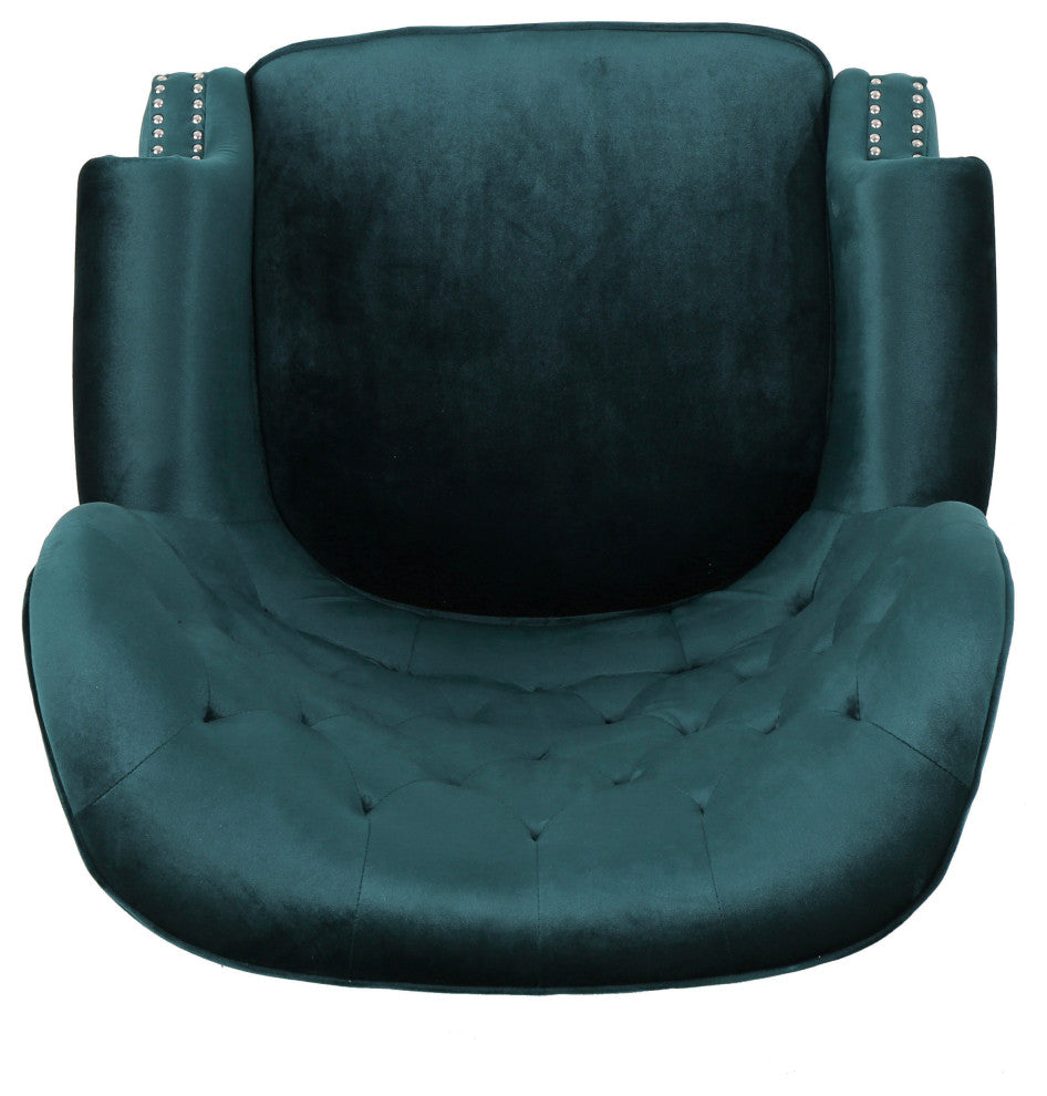 GDF Studio Tommen Tufted Back New Velvet Club Chair, Teal