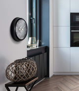 Onyx Black/Silver Modern Wall Clock 15"