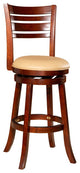 DTY Indoor Living Granby Slat Back  Swivel Stool, 30" Bar Stool, Cherry, Bone Leather