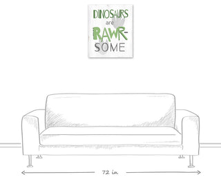 Dinosaurs Are Awesome Green 20x24 Canvas Wall Art