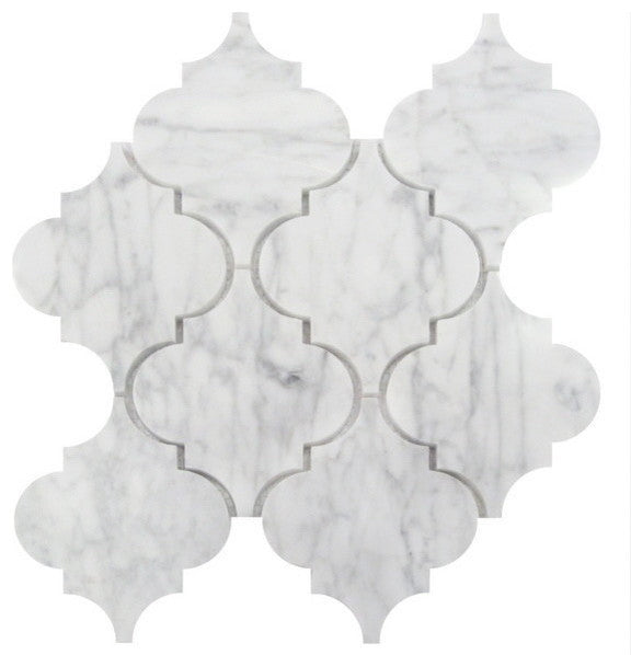 Arabescato Carrara Arabesque Interlocking Honed Tile, 10 Sq. ft., 12"x12"