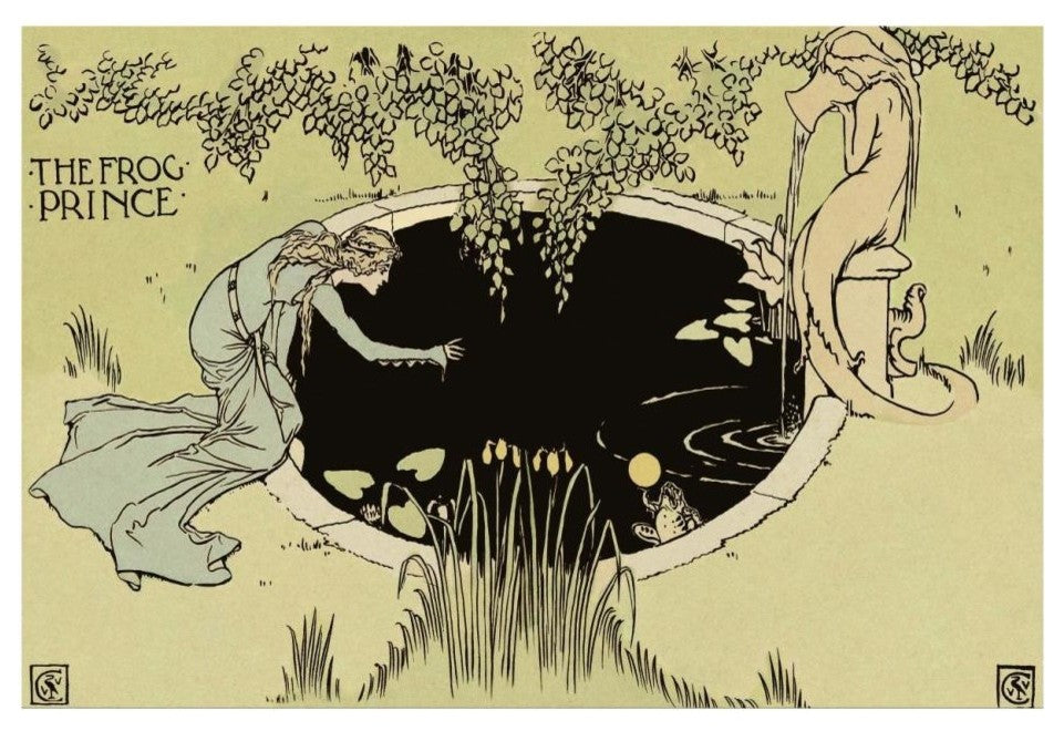 "Frog Prince - The Fountain" Digital Paper Print by Walter Crane, 26"x18"
