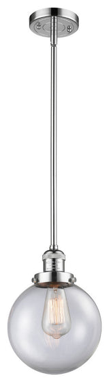 1-Light Beacon 8" Mini Pendant, Polished Chrome, Glass: Clear