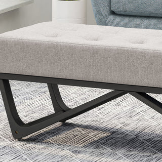 Emily Contemporary Fabric Ottoman Bench, Light Gray, Black