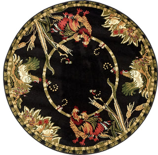 Unique Loom Black Barnyard Farm 4' Round Rug