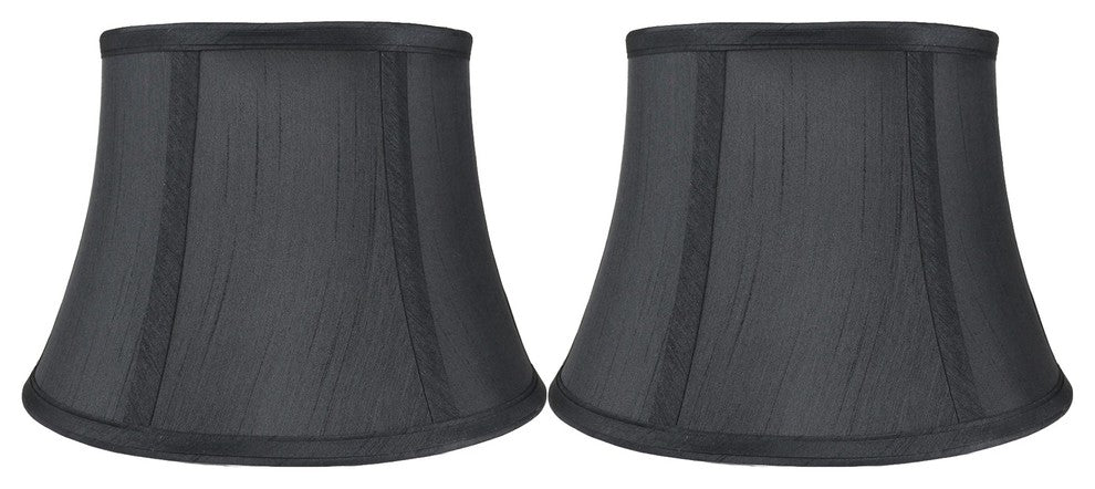 7x10x7" Faux Silk Bell Lamp Shade, Gray, Set of 2
