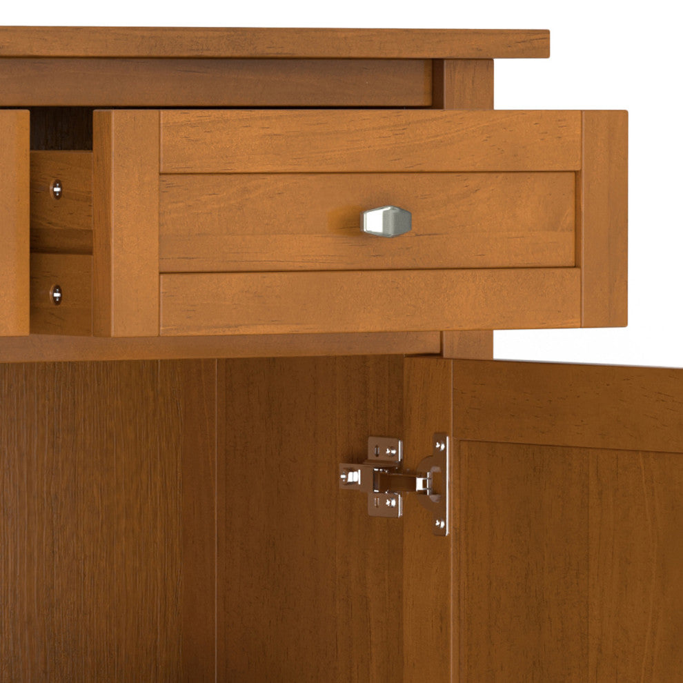 Warm Shaker Solid Wood Entryway Storage Cabinet, Light Golden Brown
