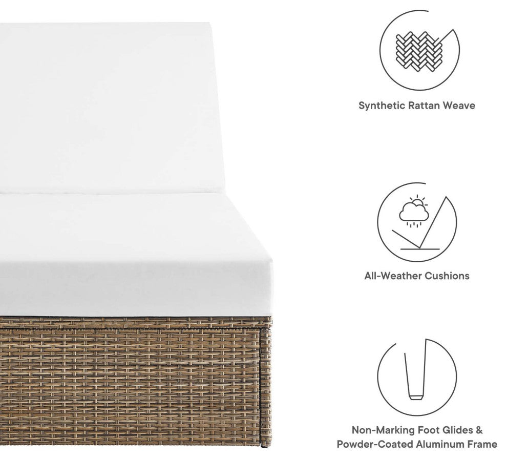 Convene Outdoor Patio Outdoor Patio Chaise Lounge Chair, Cappuccino White