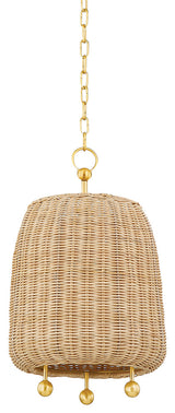 1 Light Pendant, Aged Brass