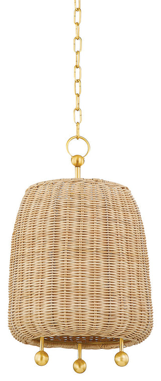 1 Light Pendant, Aged Brass