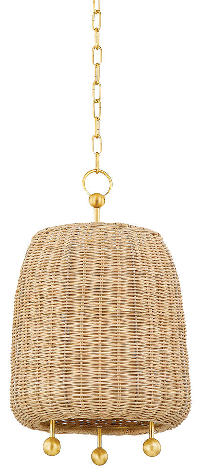 1 Light Pendant, Aged Brass