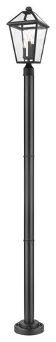 Zlite 579PHBR-567P-BK 3-Light Outdoor Post Mounted Fixture, Clear Beveled