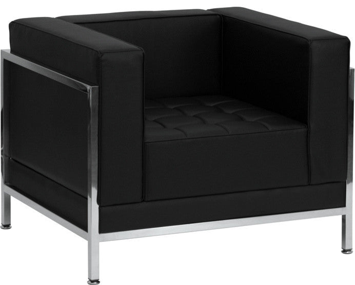Hercules Imagination Series Contemporary Leather Chair With Frame, Blac