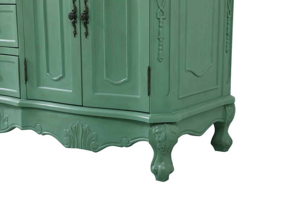 60" Double Bathroom Vanity, Vintage Mint