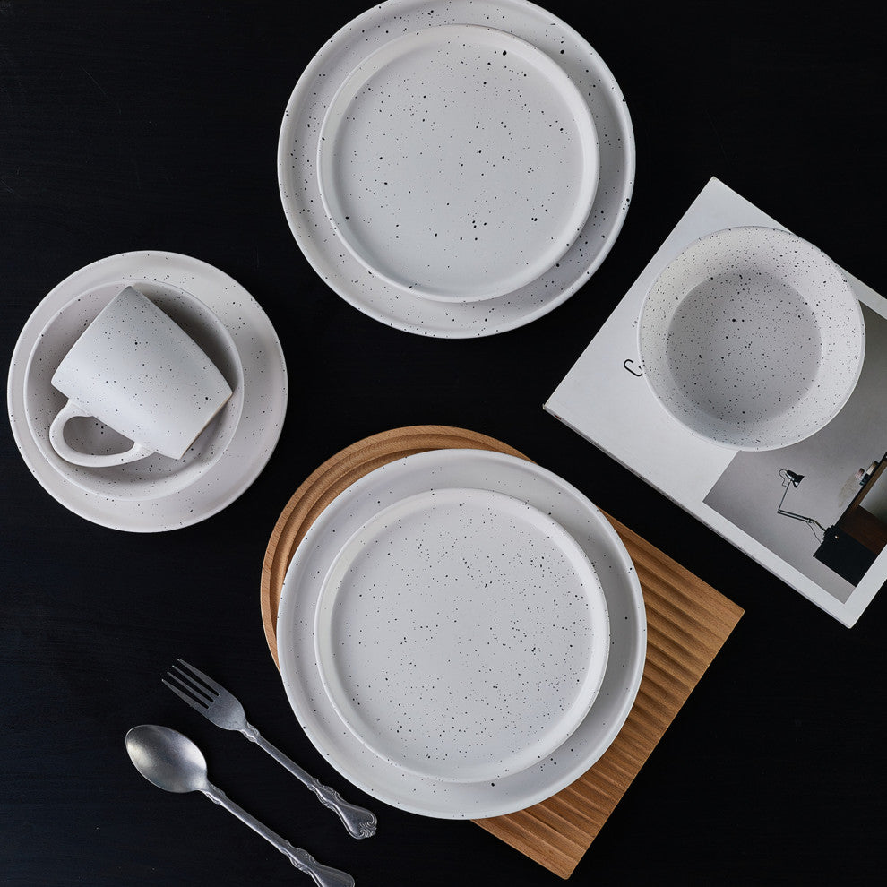 Stone Lain Jade Stoneware 16 Piece Dinnerware Set, White