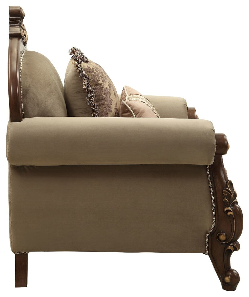 ACME Mehadi Chair with 2 Pillows, Fabric and Walnut