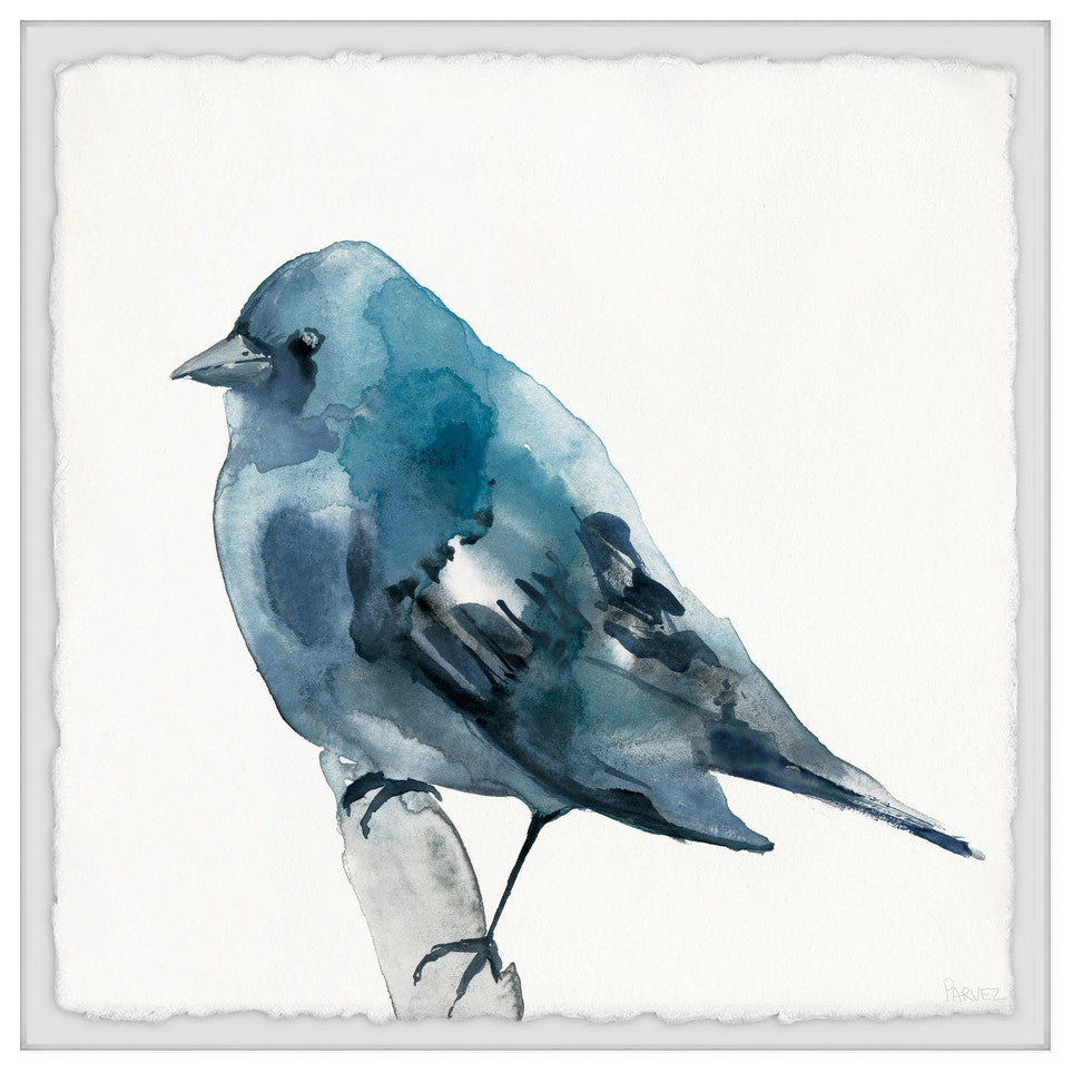 "Chubby Blue Bird" Framed Painting Print, 24"x24"
