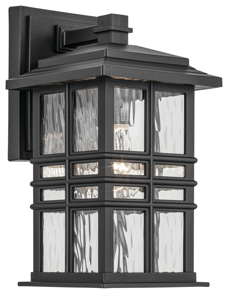 12" 1-Light Outdoor Wall Light With Clear Hammered Glass