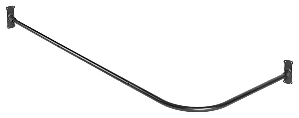 Utopia Alley Rustproof Aluminum L-Shaped Corner Shower Curtain Rod, Black