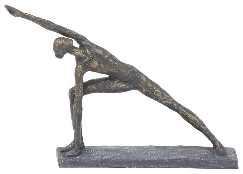 Set of 2 Brass Ploystone Modern Yoga Sculpture