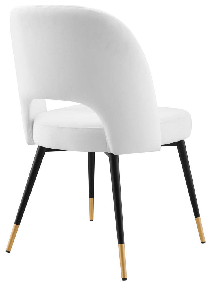 Rouse Performance Velvet Dining Side Chairs Set of 2 White