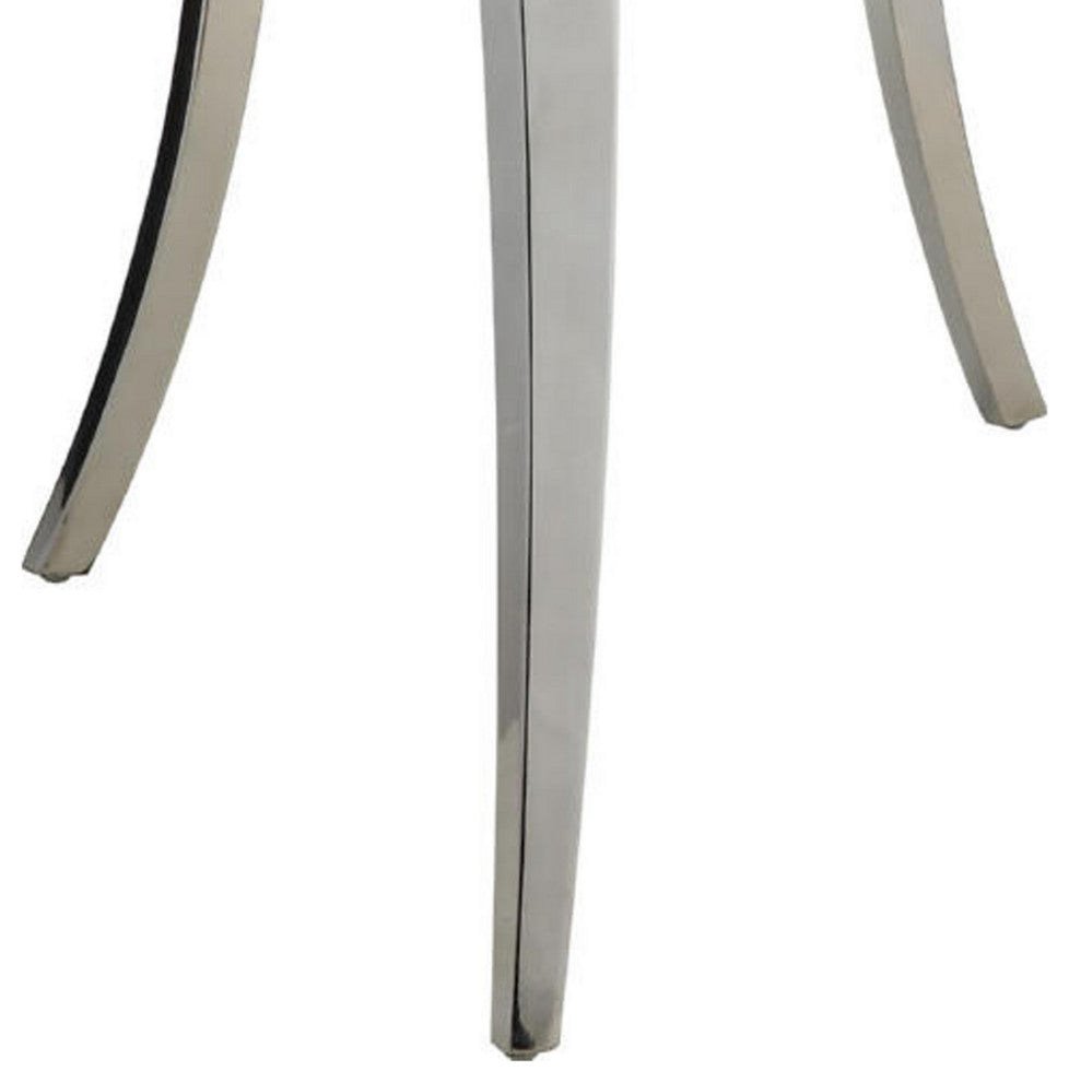 Benzara BM281971 Modern Dining Chair, Vegan Leather, Set of 2, Black, Chrome