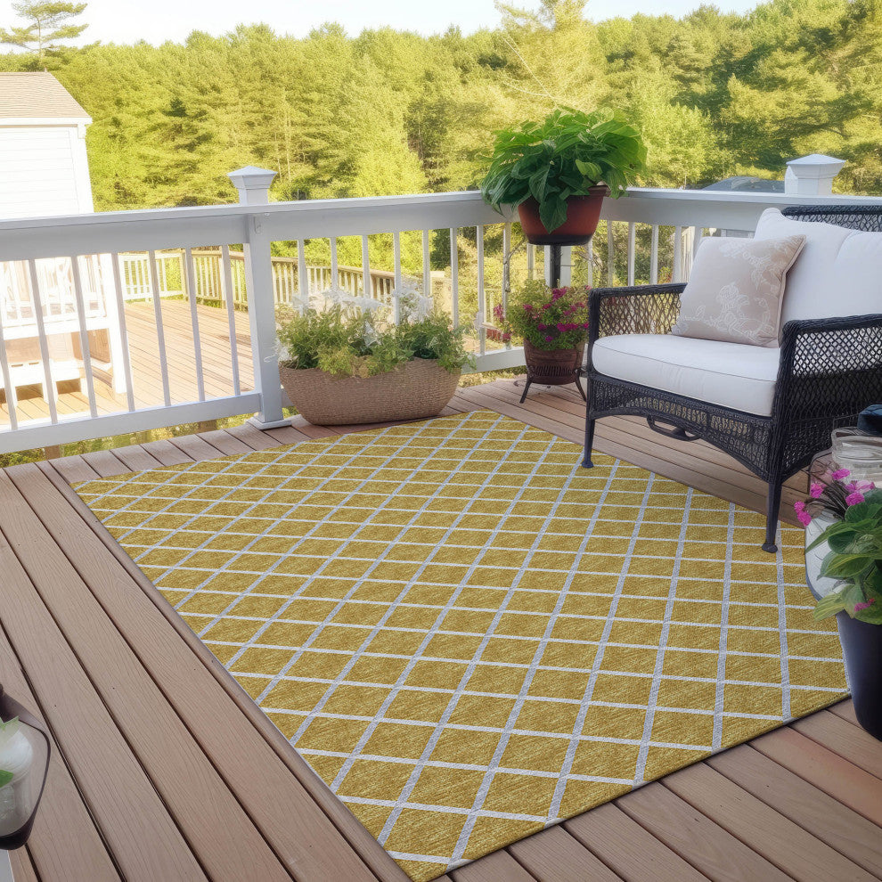 Indoor/Outdoor York YO1 Gold Machine Washable 8' x 10' Rug