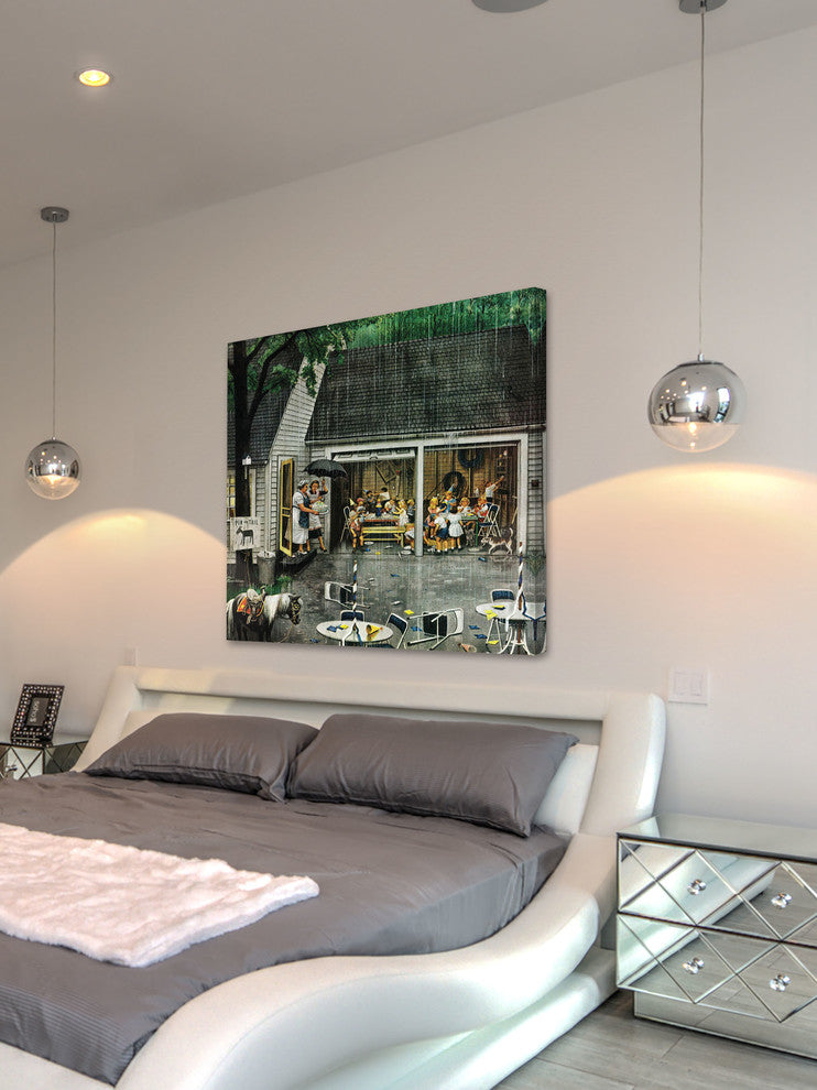 "Rain-out Birthday Party" Print on Canvas by Stevan Dohanos