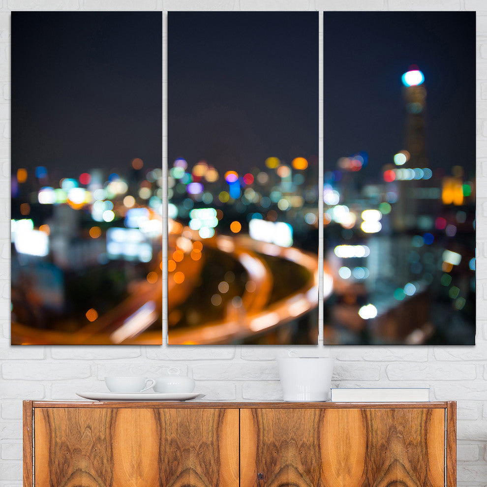 "Bangkok City at Twilight" Canvas Print, 3 Panels, 36"x28"