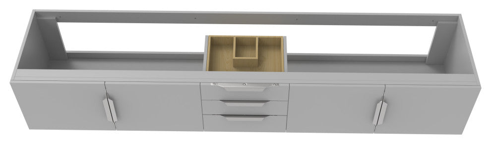 CastelloUSA Alpine 84" Wall Mounted Vanity, Base Only, Gray, Brushed Nickel