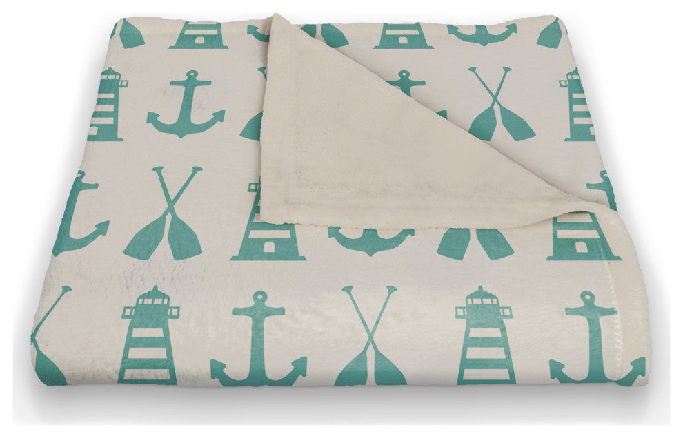 Nautical Icons Teal 50x60 Throw Blanket