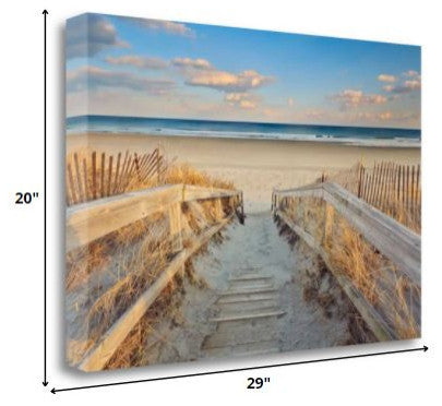 29" Beach Boardwalk to the Ocean Giclee Wrap Canvas Wall Art