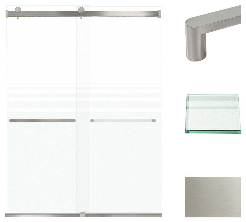 Transolid Brianna 60" W x 80" H Frameless Sliding Shower Door, Brushed Stainless