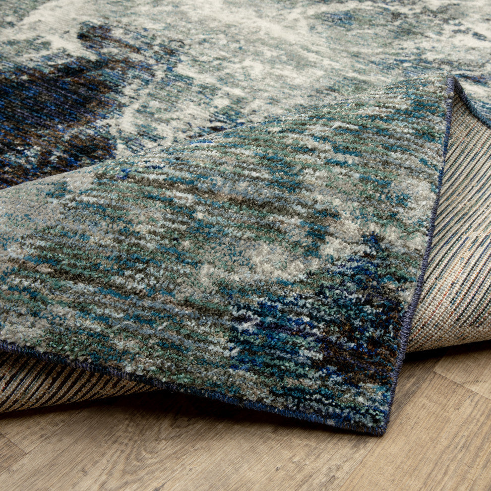 Elements Oceanic Abstract Blue/ Gray Area Rug, 2'3"x8'