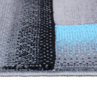 Elio Collection Color Blocked Area Rug, Blue, 5' X 7'