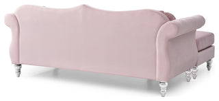 Hollywood Velvet Tufted sofa With Reversible Chaise, Pink
