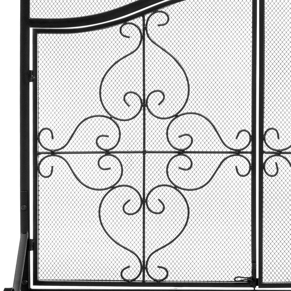 2-Panel Iron Fireplace Screen