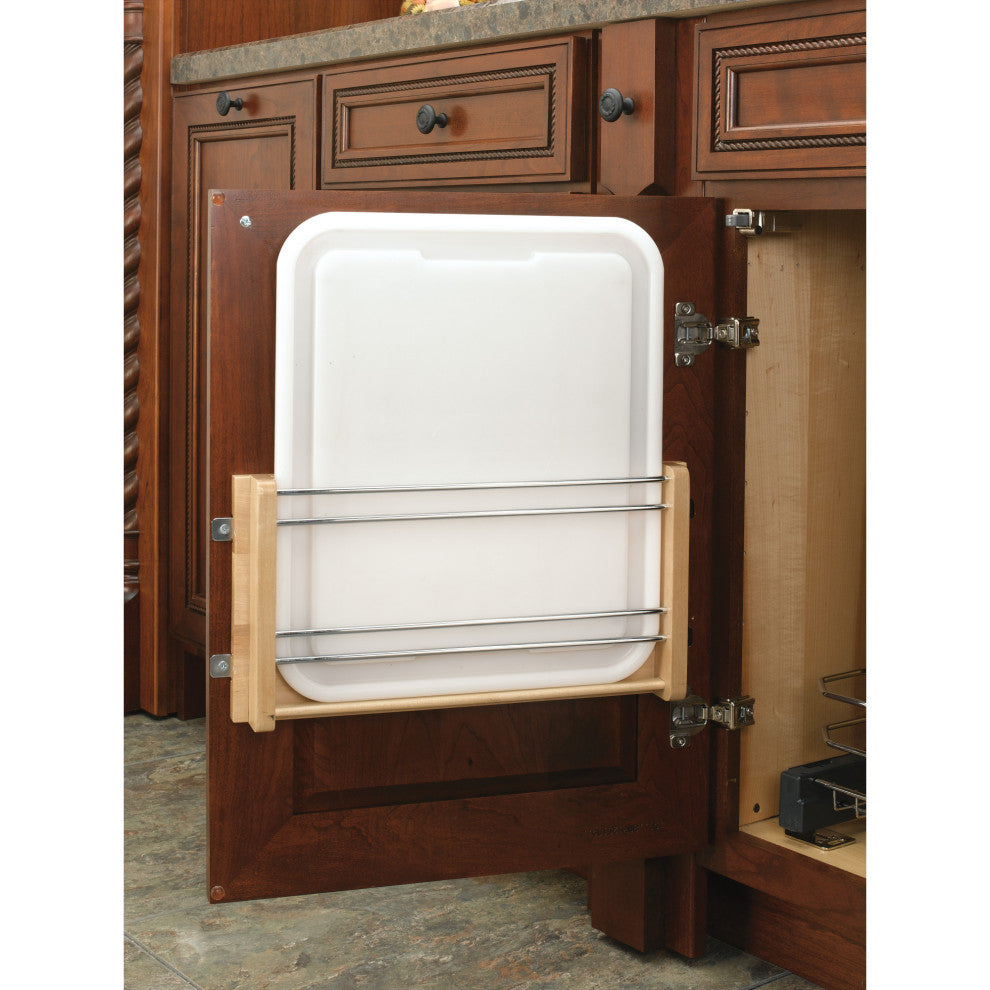 Wood Door Mount Cutting Board With Polymer Cutting Board, 14.75"