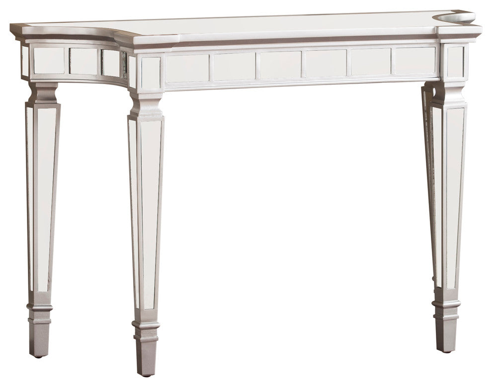 Merrin Glam Mirrored Console Table, Matte Silver