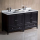 Oxford 60" Double Sink Bathroom Cabinet With Top and Sink, Espresso