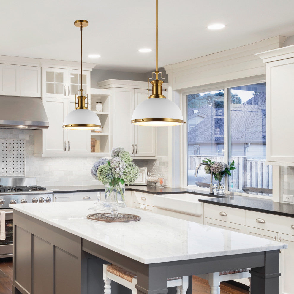 Stella Moravian Star Metal/Glass LED Flush Mount, Brass Gold/White, 13" Width