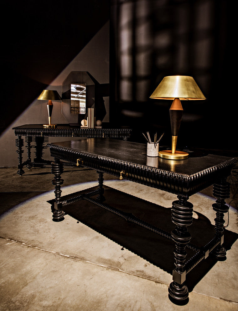 Portuguese Desk, Small, 60", Hand Rubbed Black