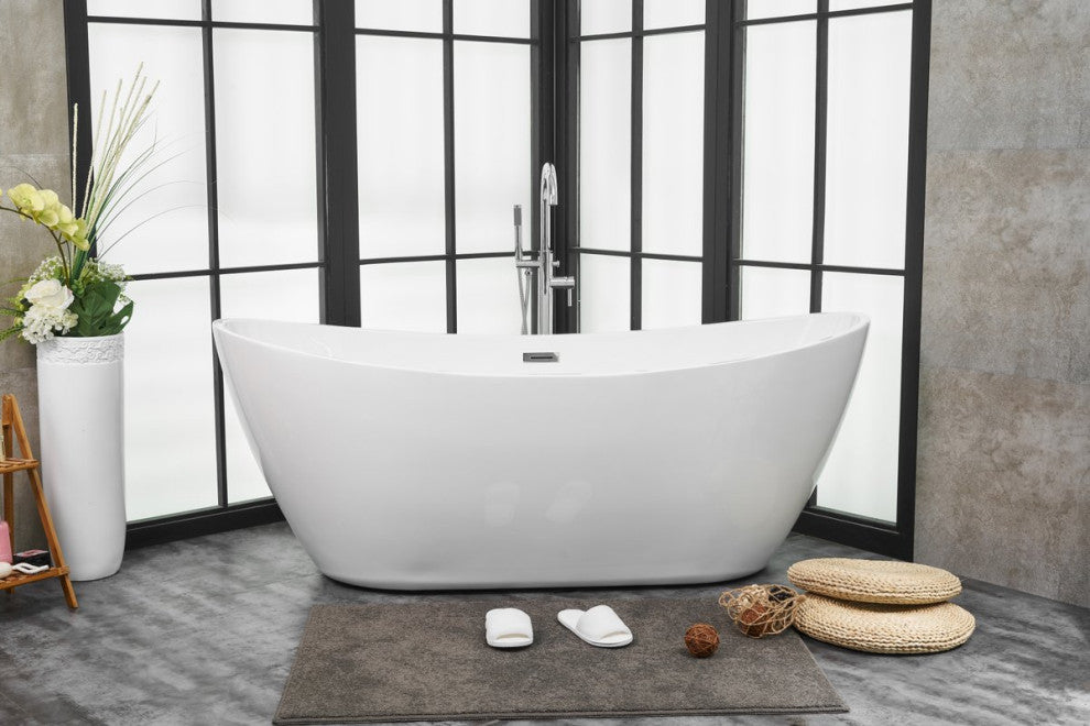 Igor 72" Soaking Double Slipper Bathtub, Glossy White