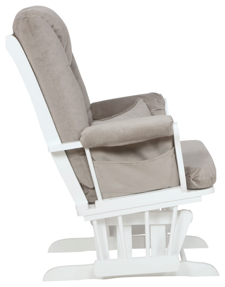 Alice Glider Chair and Ottoman, White, With Pillow