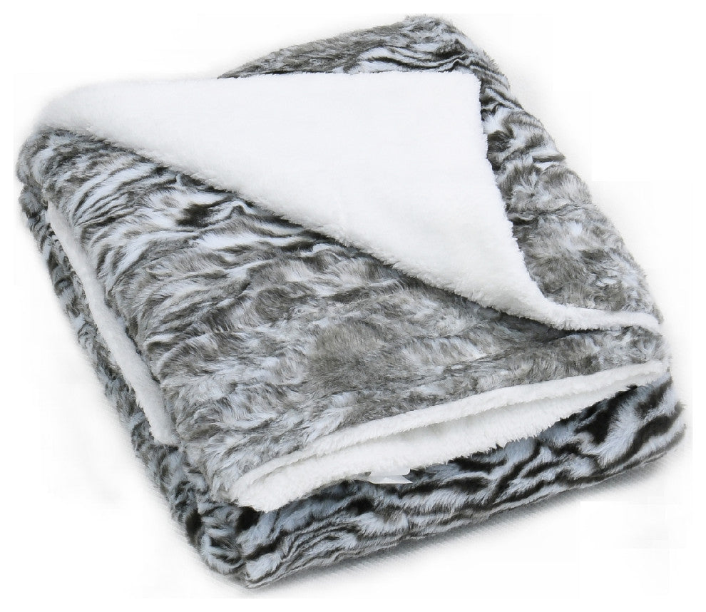 Elite Faux Fur Throw Blanket With Sherpa Backing, Victoria, 50" X 60"