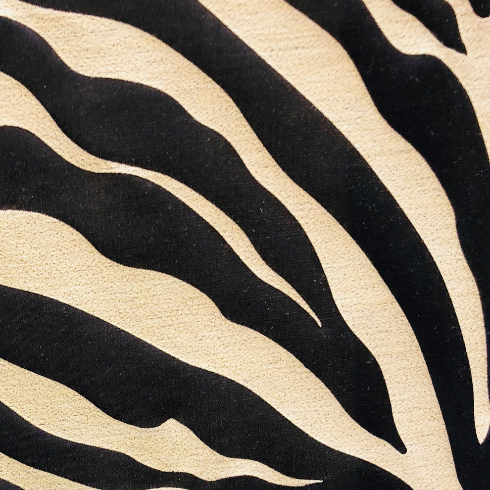 Black Zebra Black Animal Motif Luxury Throw Pillow Double Sided, 20"x26"