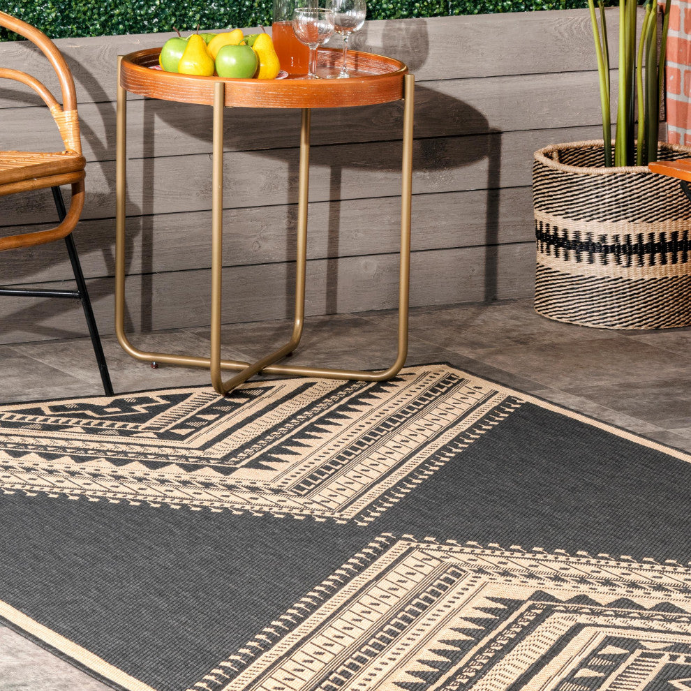 Nuloom Landry Aztec Indoor/Outdoor Contemporary Area Rug, Charcoal 4'x6'